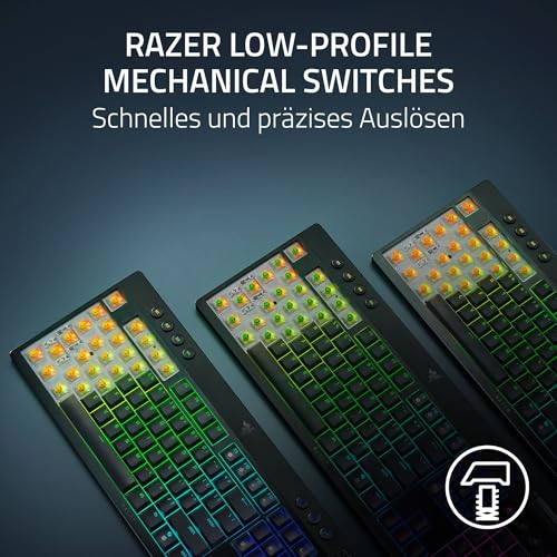 Razer BlackWidow V4 Tenkeyless HyperSpeed Low Profil - Kabellose Hot-Swap-Gaming-Tastatur (HyperSpeed Wireless & BT, Hot-Swap, Multifunktionaler Drehregler & Funktionstasten) Yellow Switch | US Layout Bild 2