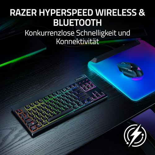 Razer BlackWidow V4 Tenkeyless HyperSpeed Low Profil - Kabellose Hot-Swap-Gaming-Tastatur (HyperSpeed Wireless & BT, Hot-Swap, Multifunktionaler Drehregler & Funktionstasten) Yellow Switch | US Layout Bild 3