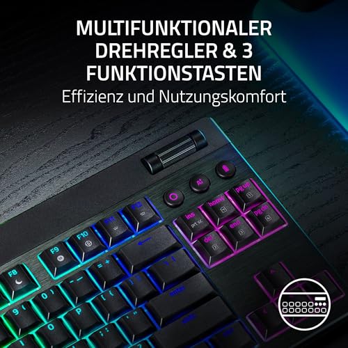 Razer BlackWidow V4 Tenkeyless HyperSpeed Low Profil - Kabellose Hot-Swap-Gaming-Tastatur (HyperSpeed Wireless & BT, Hot-Swap, Multifunktionaler Drehregler & Funktionstasten) Yellow Switch | US Layout Bild 4
