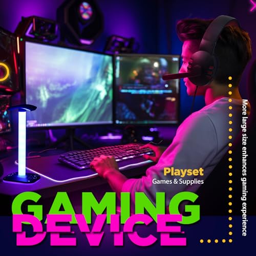 Vinsot 6-in-1-Gaming-Zubehör-Set – inklusive Tastatur, Maus, Mauspad, Headset, LED-XL-Mauspad, leuchtender Kopfhörer-Ständer, Hintergrundbeleuchtung, PC-Gaming-Set für PC, Anfänger, Gamer Bild 6