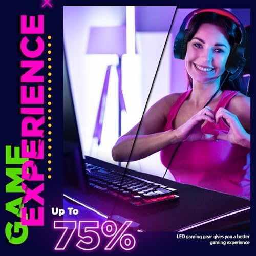 Vinsot 6-in-1-Gaming-Zubehör-Set – inklusive Tastatur, Maus, Mauspad, Headset, LED-XL-Mauspad, leuchtender Kopfhörer-Ständer, Hintergrundbeleuchtung, PC-Gaming-Set für PC, Anfänger, Gamer Bild 7