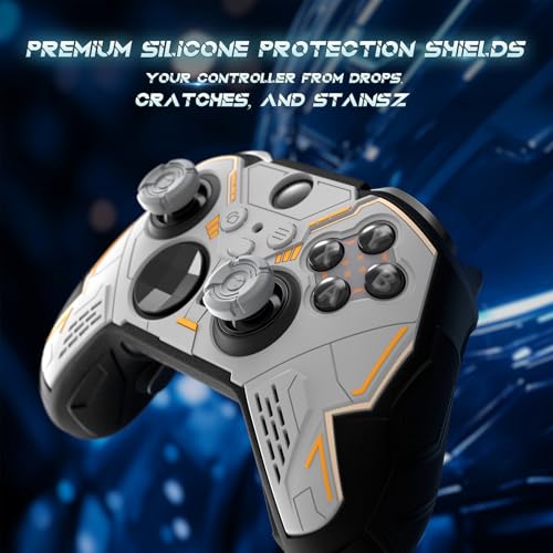 PlayVital Silikonhülle für Xbox Elite Series 2 Controller, Case Schutzhülle Skin für Elite Series 2 Core Controller Zubehör mit Daumengriffkappen und Aufklebern-Stellar Mecha,Grau&Schwarz Bild 3