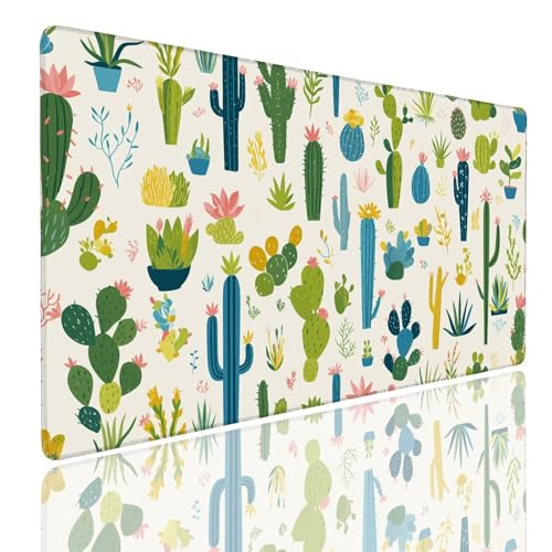 Mauspad XXL 1400x800x4mm Wasserdicht Schreibtischunterlage rutschfeste Speed Gaming Mousepad Cacti (1) Groß Desk Mouse Mat Maus Pad, Schreibtisch Unterlage Deko für PC, MacBook, Laptop, Home Office Bild 1