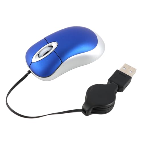 Reisemaus, Mini-Maus für Laptop, einziehbare kabelgebundene USB-Gaming-Maus in Blau für Computer-PC Bild 1