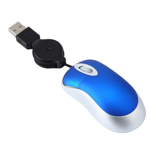 Reisemaus, Mini-Maus für Laptop, einziehbare kabelgebundene USB-Gaming-Maus in Blau für Computer-PC Bild 4