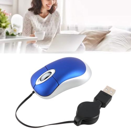 Reisemaus, Mini-Maus für Laptop, einziehbare kabelgebundene USB-Gaming-Maus in Blau für Computer-PC Bild 7