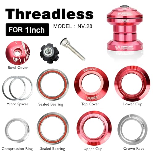 WFS NV.28 1 Inch Threadless Bike Headset Set for 1" Threadless Steerer Fork and 30mm Head Tube - CNC Aluminum Alloy, Precision Sealed Bearings for MTB Mountain/Road/City/BMX Bikes Bild 5