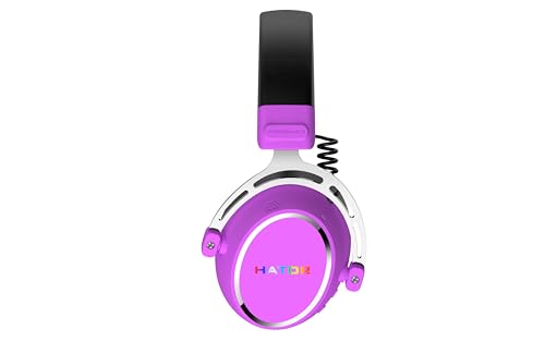 HATOR Hypergang 3 Wireless Gaming-Headset – Hi-Res Audio, Hybrid ANC, 45h Akku, Spatial Audio, Bluetooth & 2.4GHz, abnehmbares Mikrofon, RGB, Head Tracking, SyncHUB App – Violett Bild 2