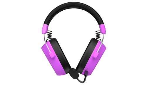 HATOR Hypergang 3 Wireless Gaming-Headset – Hi-Res Audio, Hybrid ANC, 45h Akku, Spatial Audio, Bluetooth & 2.4GHz, abnehmbares Mikrofon, RGB, Head Tracking, SyncHUB App – Violett Bild 3