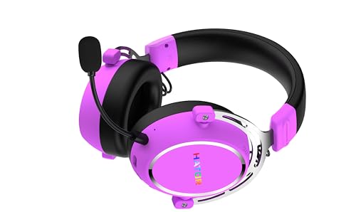 HATOR Hypergang 3 Wireless Gaming-Headset – Hi-Res Audio, Hybrid ANC, 45h Akku, Spatial Audio, Bluetooth & 2.4GHz, abnehmbares Mikrofon, RGB, Head Tracking, SyncHUB App – Violett Bild 4