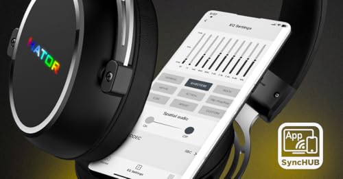 HATOR Hypergang 3 Wireless Gaming-Headset – Hi-Res Audio, Hybrid ANC, 45h Akku, Spatial Audio, Bluetooth & 2.4GHz, abnehmbares Mikrofon, RGB, Head Tracking, SyncHUB App – Violett Bild 5