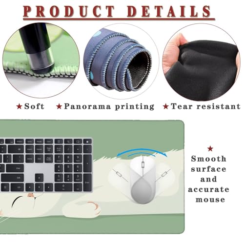 Mauspad XXL 1400x800x4mm Wasserdicht Schreibtischunterlage rutschfeste Speed Gaming Mousepad Cat (12) Groß Desk Mouse Mat Maus Pad, Schreibtisch Unterlage Deko für PC, MacBook, Laptop, Home Office Bild 4