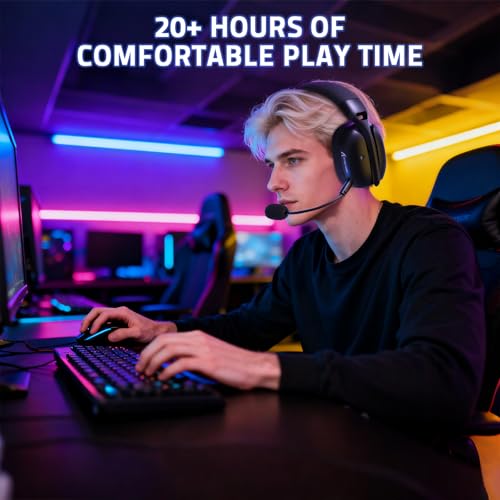 ATTACK SHARK L80PRO Kabelloses Gaming-Headset, Verstellbare Dual-Mikrofone, 3D-Surround-Sound, 20ms niedriger Latenz, 40mm Treiber, 3 Modi (2.4G/BT/Kabelgebunden) für PC/PS/Xbox-Schwarz Bild 2