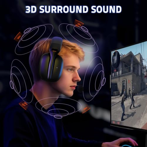 ATTACK SHARK L80PRO Kabelloses Gaming-Headset, Verstellbare Dual-Mikrofone, 3D-Surround-Sound, 20ms niedriger Latenz, 40mm Treiber, 3 Modi (2.4G/BT/Kabelgebunden) für PC/PS/Xbox-Schwarz Bild 3