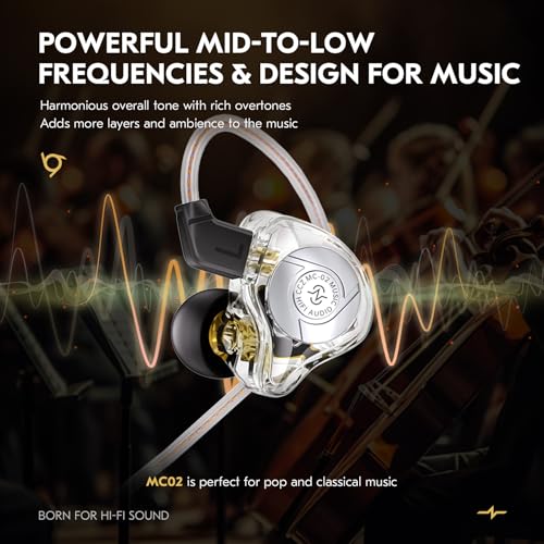 CCZ MC02 In Ear Monitor, In Ear Gaming Kopfhörer 10-mm-Dual-Magnet DD PET-Membran, IEM Kraftvoller Bass, DJ Kopfhörer mit Kabel 5N OFC, Gaming Earbuds Noise Cancelling für PS5, HiFi-Enthusiast Bild 2