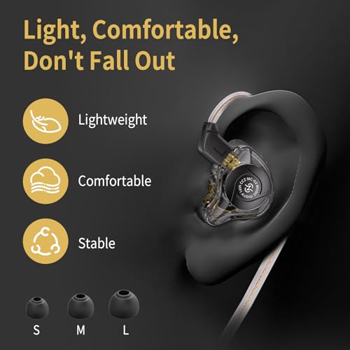 CCZ MC02 In Ear Monitor, In Ear Gaming Kopfhörer 10-mm-Dual-Magnet DD PET-Membran, IEM Kraftvoller Bass, DJ Kopfhörer mit Kabel 5N OFC, Gaming Earbuds Noise Cancelling für PS5, HiFi-Enthusiast Bild 6