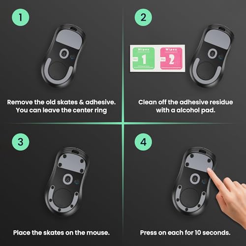 kwmobile 20x Mouse Feet Sticker für Universal Gaming Mouse Mausgleiter - Maus Ersatz Glider aus PTFE - 4 verschiedenen Größen 6mm 6,5mm 7mm 10mm - Schwarz Bild 3