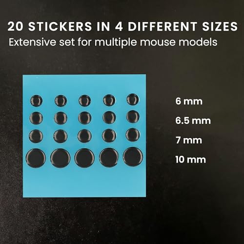 kwmobile 20x Mouse Feet Sticker für Universal Gaming Mouse Mausgleiter - Maus Ersatz Glider aus PTFE - 4 verschiedenen Größen 6mm 6,5mm 7mm 10mm - Schwarz Bild 6