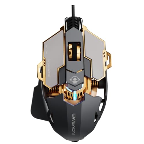 SEUNKWANG EWEADN G5 Kabelgebundene Gaming-Maus, Ergonomische RGB-Computermaus, 12800 Einstellbare DPI, 9 Programmierbare Makro-Tasten mit Rapid Fire Key Kompatibel für PC/Laptop/Windows, Grau Bild 1