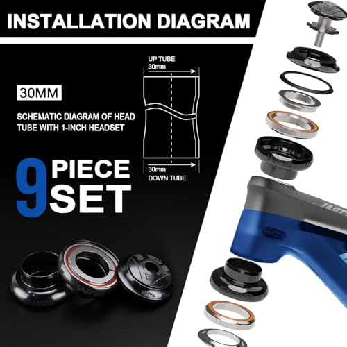 WFS NV.73 1 inch Threadless Bike Headset Set for 1" Threadless Steerer Fork and 30mm Head Tube - CNC Aluminum Alloy, Precision Sealed Bearings for MTB Mountain/Road/City/BMX Bikes Bild 4