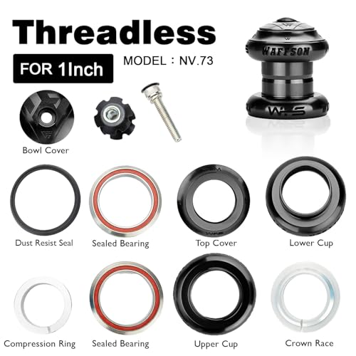 WFS NV.73 1 inch Threadless Bike Headset Set for 1" Threadless Steerer Fork and 30mm Head Tube - CNC Aluminum Alloy, Precision Sealed Bearings for MTB Mountain/Road/City/BMX Bikes Bild 5