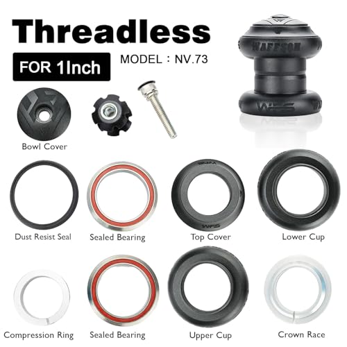 WFS NV.73 1 inch Threadless Bike Headset Set for 1" Threadless Steerer Fork and 30mm Head Tube - CNC Aluminum Alloy, Precision Sealed Bearings for MTB Mountain/Road/City/BMX Bikes Bild 5