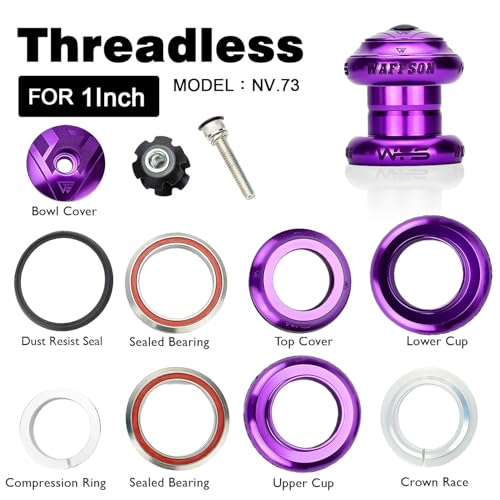 WFS NV.73 1 inch Threadless Bike Headset Set for 1" Threadless Steerer Fork and 30mm Head Tube - CNC Aluminum Alloy, Precision Sealed Bearings for MTB Mountain/Road/City/BMX Bikes Bild 5