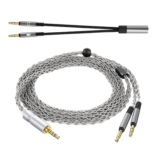 GEEKRIA Apollo Upgrade-Audiokabel aus versilbertem Kupfer, kompatibel mit VZR Model One Audiophile Gaming-Headset, 3,5 mm (1/8 Zoll) auf Dual 3,5 mm Ersatz-Kopfhörerkabel (1,5 m) Bild 2