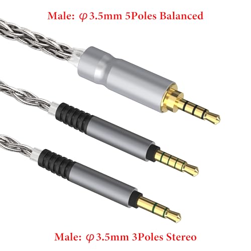 GEEKRIA Apollo Upgrade-Audiokabel aus versilbertem Kupfer, kompatibel mit VZR Model One Audiophile Gaming-Headset, 3,5 mm (1/8 Zoll) auf Dual 3,5 mm Ersatz-Kopfhörerkabel (1,5 m) Bild 3