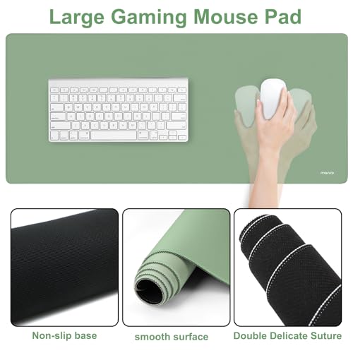 MOSISO Handgelenkstütze für Tastatur Mauspad Set, Großes Gaming Deskpad&Kreis Gebogenes Mauspad&Tastatur Handgelenkauflage&Untersetzer, Ergonomisches Mauspad mit Gebogenem Memory Schaum,Grün Bild 5
