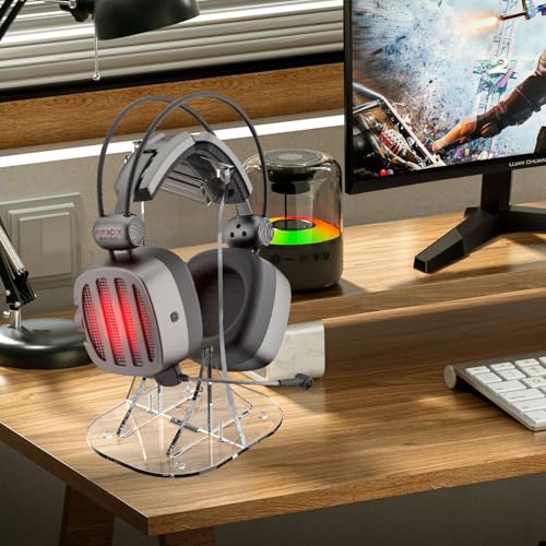 Likesing Headset Halterung, Acryl Kopfhörer Ständer für alle Kopfhörergrößen, Kopfhörer Halter Schreibtisch für Over Ear Gaming Headset AirPods Max, Klar Bild 7
