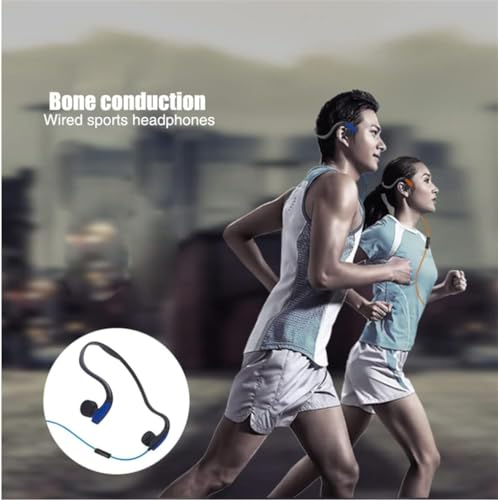 Knochenleitungskopfhörer mit Mikrofon, verkabelte Open-Ear-Kopfhörer (3,5 mm oder Typ C), Gaming-Headset, Sport-Ohrhörer, zum Ausführen von Radfahren.,Schwarz Bild 2