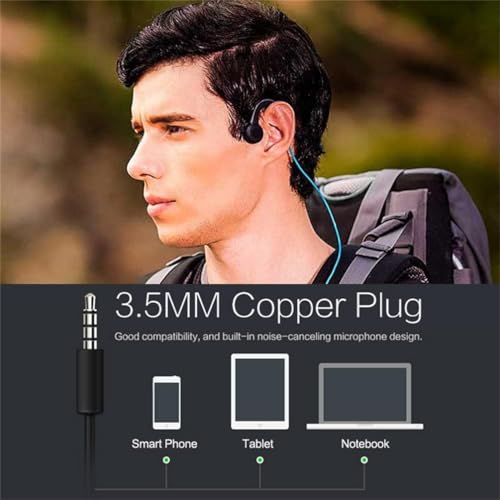 Knochenleitungskopfhörer mit Mikrofon, verkabelte Open-Ear-Kopfhörer (3,5 mm oder Typ C), Gaming-Headset, Sport-Ohrhörer, zum Ausführen von Radfahren.,Blau Bild 5