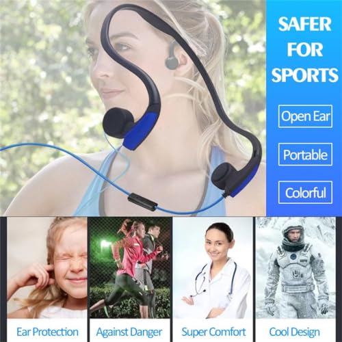 Knochenleitungskopfhörer mit Mikrofon, verkabelte Open-Ear-Kopfhörer (3,5 mm oder Typ C), Gaming-Headset, Sport-Ohrhörer, zum Ausführen von Radfahren.,Blau Bild 6