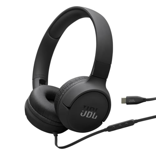 JBL Tune 520C, kabelgebundene On-Ear-Kopfhörer mit Mikrofon, JBL Pure Bass Sound, EQ-Presets, USB-C-Anschluss, faltbares Design und kabelsalatfreies Kabel, Schwarz Bild 1