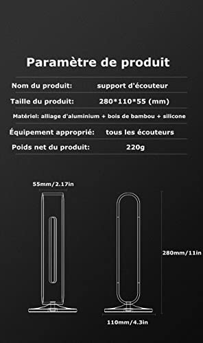 Kopfhörer Ständer Schreibtisch Zubehör Kopfhörerständer Aus Bambusholz, Aluminium, Gaming-Headset, Kopfhörer-Display-Rack, Aufhänger, Aufbewahrungszubehör Gaming Headsets(A) Bild 3