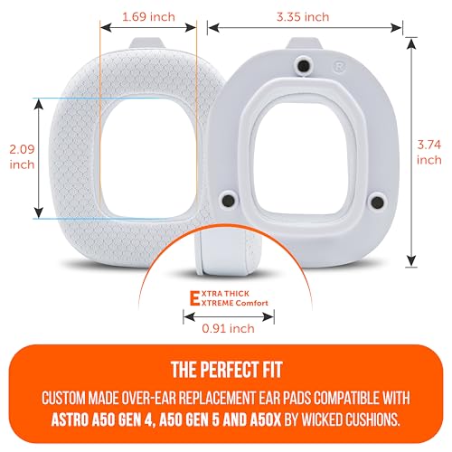WC Mod Kit A50 – Kühlgel-Ohrpolster + Kopfbügelersatz für Astro A50 Gen 4, Gen 5 und A50X von Wicked Cushions | Verbesserter Komfort, Kühlung und Haltbarkeit | White Bild 5