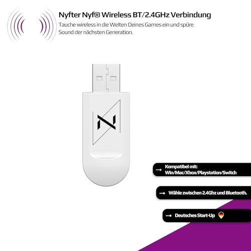 Nyfter - Premium Gaming Headset Wireless Surround Sound Earpad mit Memory Foam für Gaming PC, Xbox, Phones, PS, Switch, Xbox. Bild 3