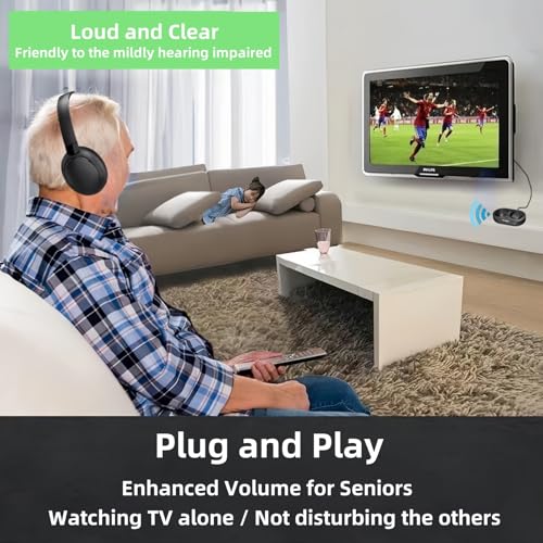 Drahtlose TV-Kopfhörer für Senioren, TV-Kopfhörer Kabellos mit Ladestation für Sender, Bequeme Over-Ear-Passform, Lange Akkulaufzeit, Einfache Bedienung, Ideal für ältere Menschen und spätes Fernsehen Bild 3