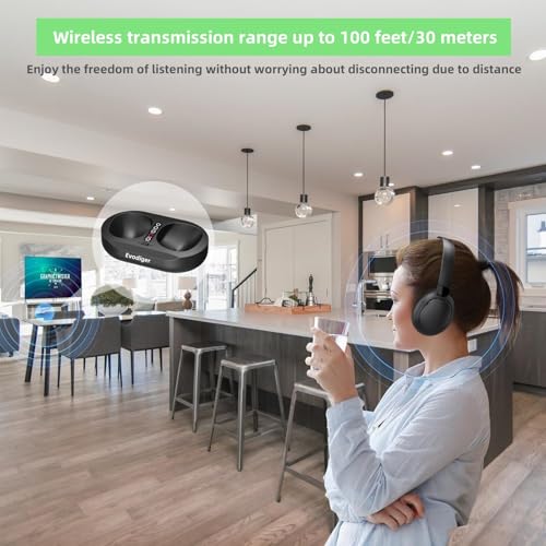 Drahtlose TV-Kopfhörer für Senioren, TV-Kopfhörer Kabellos mit Ladestation für Sender, Bequeme Over-Ear-Passform, Lange Akkulaufzeit, Einfache Bedienung, Ideal für ältere Menschen und spätes Fernsehen Bild 5