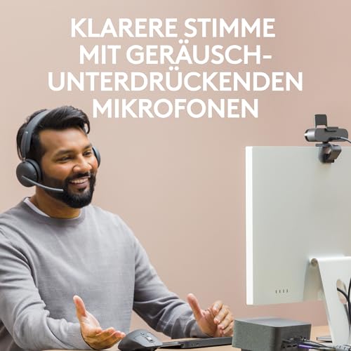 Logitech Zone Wireless 2 Premium-Headset mit Geräuschunterdrückung, Hybrid-ANC, Bluetooth, USB-C, USB-A, zertifiziert Zoom, Google Meet, Google Voice, Fast Pair, entwickelt Intel Evo-Notebooks-Graphit Bild 4