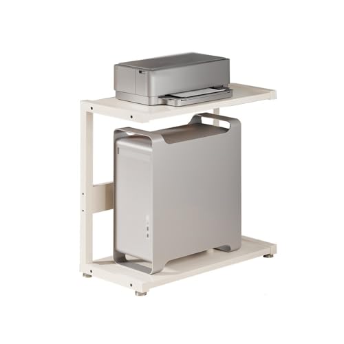 Universal PC-Ständer for Zuhause, CPU-Bodenständer mit feststellbaren Lenkrollen, doppeltes Büroregal, Stabiler PC-Wagen for Gaming-Schreibtisch, PC-Zubehör (weiß) für Tower(Mittel) Bild 1