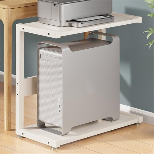 Universal PC-Ständer for Zuhause, CPU-Bodenständer mit feststellbaren Lenkrollen, doppeltes Büroregal, Stabiler PC-Wagen for Gaming-Schreibtisch, PC-Zubehör (weiß) für Tower(Mittel) Bild 6