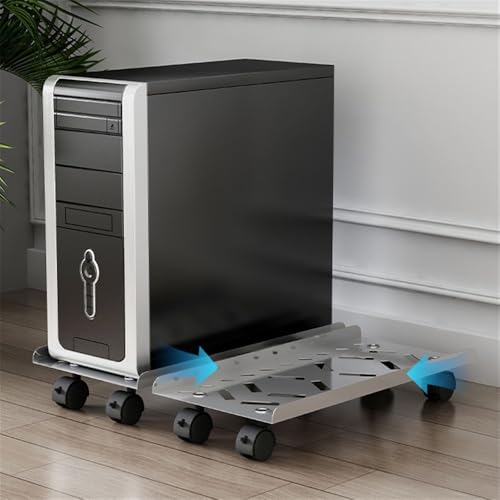 Universal CPU-Ständer, mobiler PC-Ständer aus Edelstahl mit 4 Lenkrollen, passend for Gaming-PC, CPU-Halterung, Ständer, CPU-Halterung unter dem Schreibtisch für Tower(Groß) Bild 6