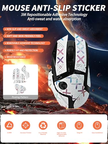 Maus-Griffband, kompatibel mit Logitech G502, rutschfester Mausaufkleber für Logitech G502, vollständige Abdeckung, schweißabsorbierend, präzise Passform, langlebige Füße (bunt) Bild 2