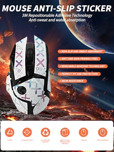 Maus-Griffband, kompatibel mit Logitech G502, rutschfester Mausaufkleber für Logitech G502, vollständige Abdeckung, schweißabsorbierend, präzise Passform, langlebige Füße (bunt) Bild 3