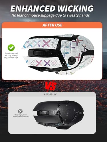 Maus-Griffband, kompatibel mit Logitech G502, rutschfester Mausaufkleber für Logitech G502, vollständige Abdeckung, schweißabsorbierend, präzise Passform, langlebige Füße (bunt) Bild 4
