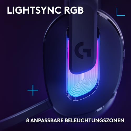 Logitech G G522 LIGHTSPEED, Kabelloses Gaming-Headset, Full-Band-Mikrofon, erweitertes Audio, Tri-Connect (LIGHTSPEED, Bluetooth, USB A auf C), LIGHTSYNC RGB, für PC,Nintendo Switch/Switch 2 – Schwarz Bild 2