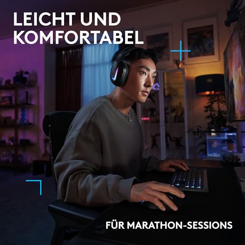 Logitech G G522 LIGHTSPEED, Kabelloses Gaming-Headset, Full-Band-Mikrofon, erweitertes Audio, Tri-Connect (LIGHTSPEED, Bluetooth, USB A auf C), LIGHTSYNC RGB, für PC,Nintendo Switch/Switch 2 – Schwarz Bild 6