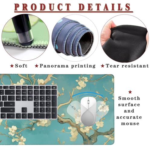 Mauspad XXL 1400x800x4mm Wasserdicht Schreibtischunterlage rutschfeste Speed Gaming Mousepad Classical (11) Groß Desk Mouse Mat Maus Pad, Schreibtisch Unterlage Deko für PC, Laptop, Home Office Bild 4